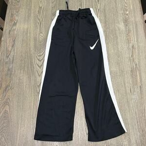 Nike Dri-Fit Boys Youth Track Pants Elastic Waist Swoosh Logo Black White Size L